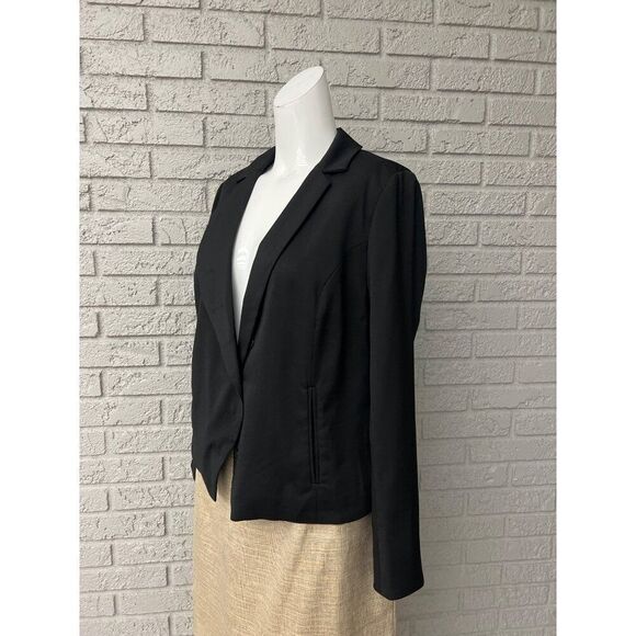 Laurie Flelt Women Black Cropped Back Pleated Blazer  Size 4 - Picture 7 of 16